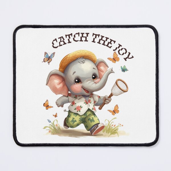 Item preview, Catch the Joy Cute Elephant Sticker – Kawaii Butterfly Summer Adventure designed and sold by BonnieGlam13.