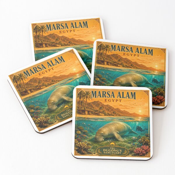 Item preview, Marsa Alam Egypt Vintage Travel Poster - The Dugong Sanctuary designed and sold by Ink & Soul.
