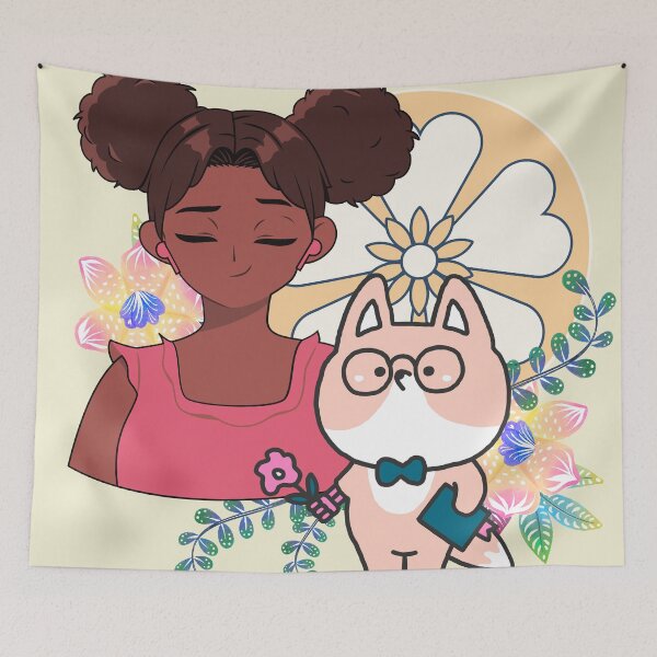 Item preview, Kawaii Girl, Cyborg Dog and Flowers designed and sold by Kanniax.