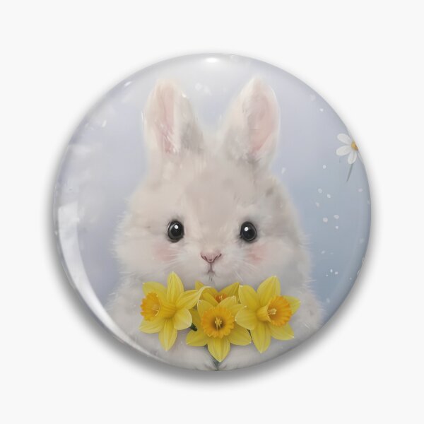 Item preview, Cute Fluffy Bunny with Yellow Daffodils - Whimsical Spring Rabbit Art designed and sold by lovelistivkaa.