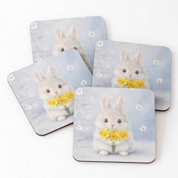 Item preview, Cute Fluffy Bunny with Yellow Daffodils - Whimsical Spring Rabbit Art designed and sold by lovelistivkaa.