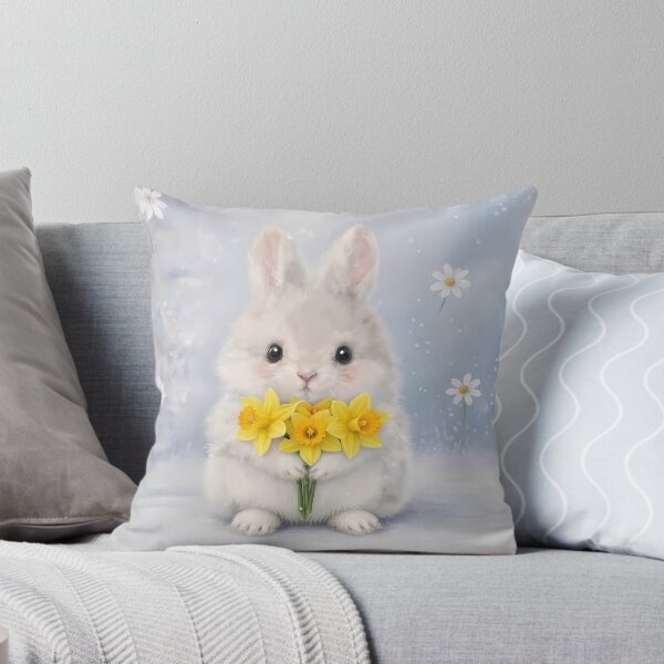 Item preview, Cute Fluffy Bunny with Yellow Daffodils - Whimsical Spring Rabbit Art designed and sold by lovelistivkaa.