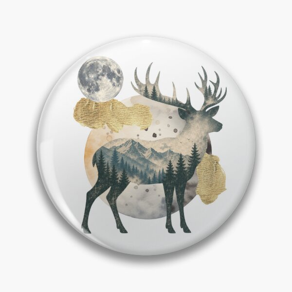 Item preview, Mystic Deer Moon Wilderness Collage designed and sold by drawlinershop.