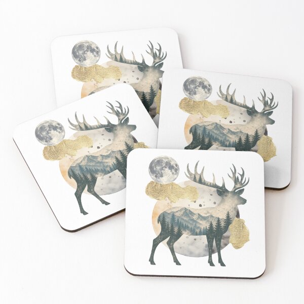 Item preview, Mystic Deer Moon Wilderness Collage designed and sold by drawlinershop.