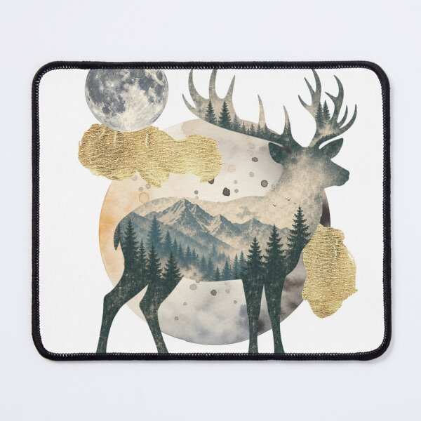 Item preview, Mystic Deer Moon Wilderness Collage designed and sold by drawlinershop.
