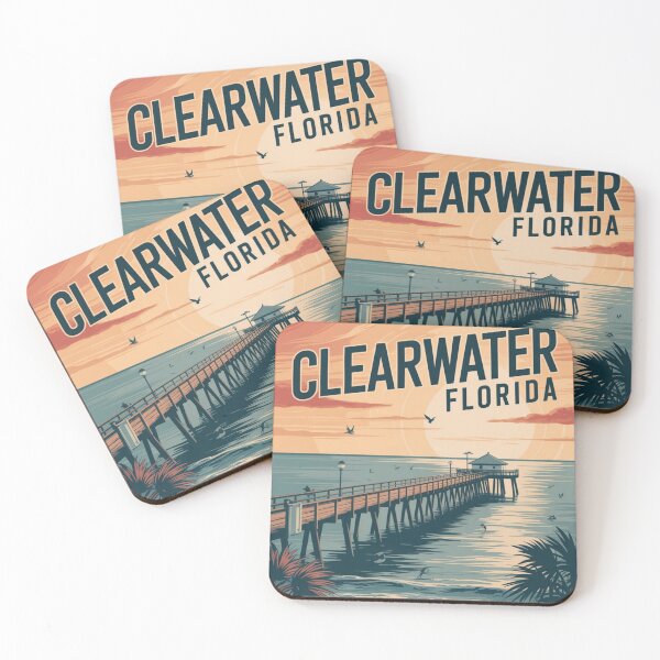 Item preview, Clearwater Florida Retro Travel Poster | Pier 60 Sunset Beach Art designed and sold by Timeless Design.