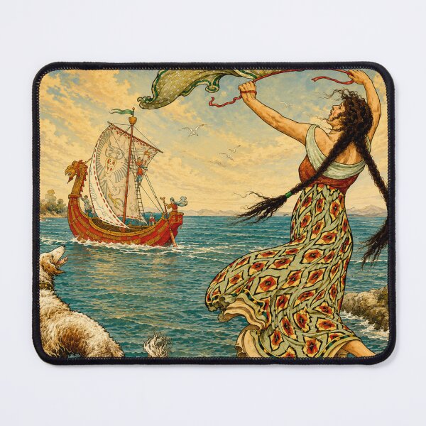 Item preview, Vikings by Frank Cheyne Pape - Art Nouveau Coastal Maiden Illustration for Vintage Fantasy Lovers designed and sold by RickE.