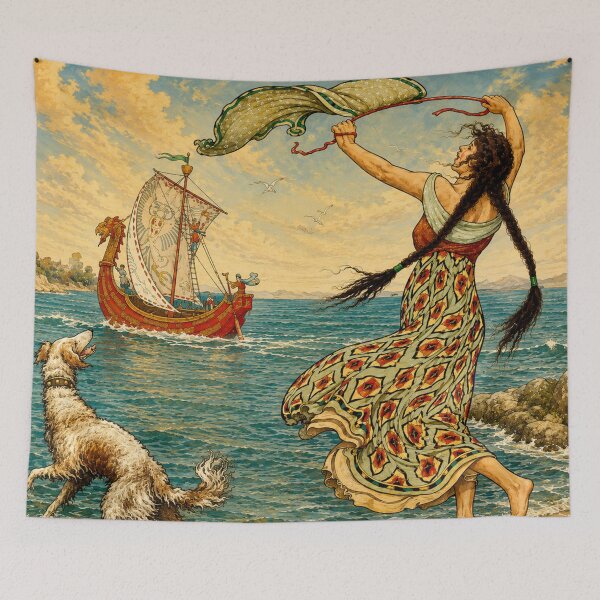 Item preview, Vikings by Frank Cheyne Pape - Art Nouveau Coastal Maiden Illustration for Vintage Fantasy Lovers designed and sold by RickE.