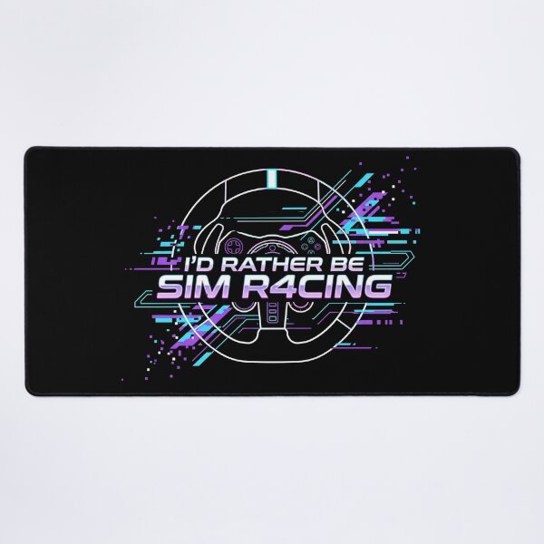 Item preview, I’d Rather Be Sim Racing Neon Glitch Steering Wheel Design designed and sold by Fenay Designs.