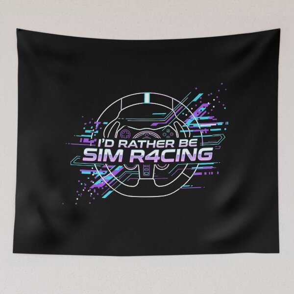 Item preview, I’d Rather Be Sim Racing Neon Glitch Steering Wheel Design designed and sold by Fenay Designs.