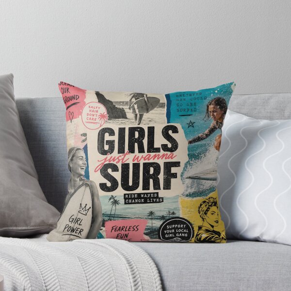 Item preview, GIRL SURF COLLAGE — Vibrant Surfing Poster (Vintage + Modern) designed and sold by Jandedan.