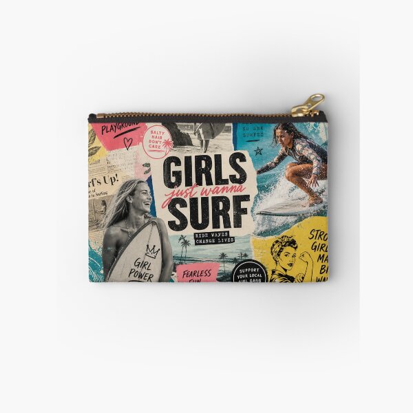 Item preview, GIRL SURF COLLAGE — Vibrant Surfing Poster (Vintage + Modern) designed and sold by Jandedan.