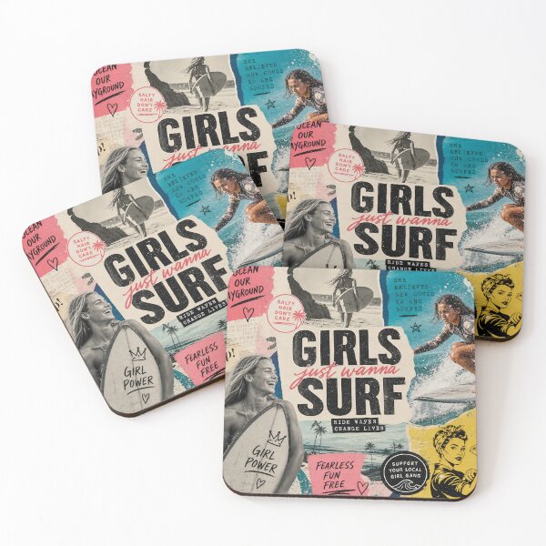 Item preview, GIRL SURF COLLAGE — Vibrant Surfing Poster (Vintage + Modern) designed and sold by Jandedan.