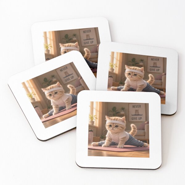 Item preview, Tiny Workout Kitten Doing the Splits Funny Cozy Cat Art designed and sold by LovelyCatGalaxy.