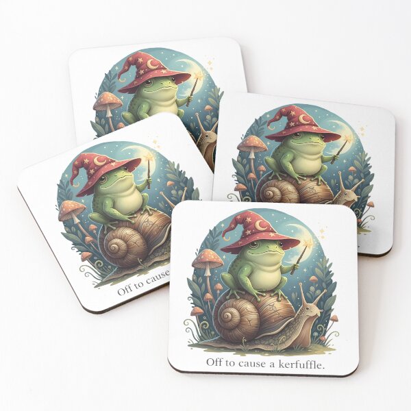 Item preview, Off To Cause A Kerfuffle Funny Frog Wizard Snail Cottagecore Fantasy designed and sold by CutOutIdols.