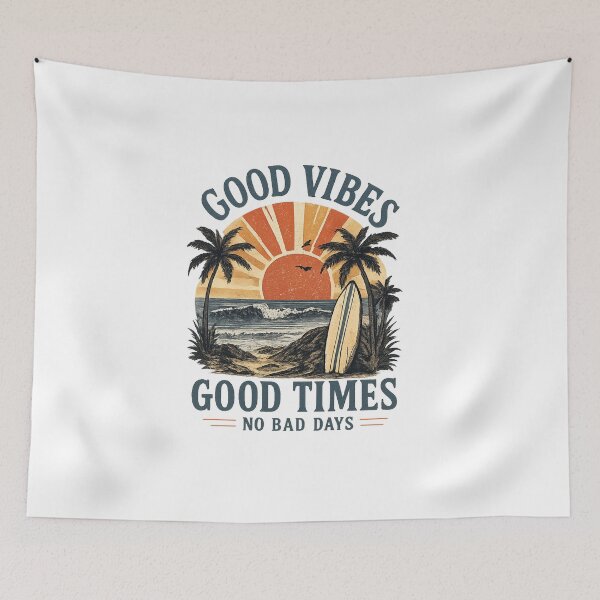 Item preview, Good Vibes Retro Beach Sunset Design designed and sold by Scorpion Creative.