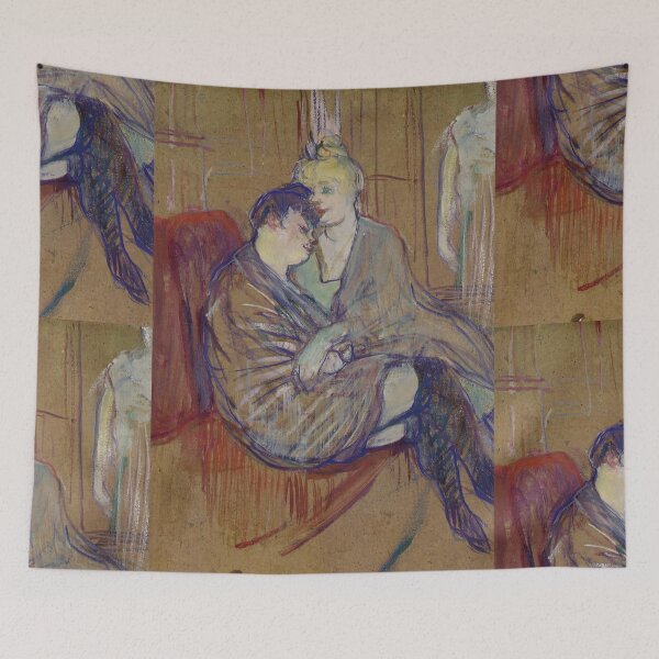 Item preview, Two Girlfriends Poster by Henri de Toulouse-Lautrec | Intimate Belle Époque Wall Art Print designed and sold by artofuniverse.