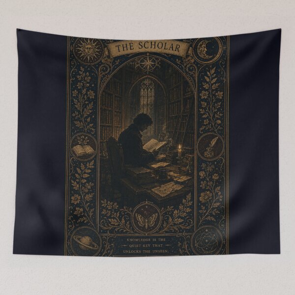 Item preview, The Scholar Dark Academia Tarot Card – Gothic Library Original Art | Dark Academia Mystical Gift designed and sold by irfanshikh.