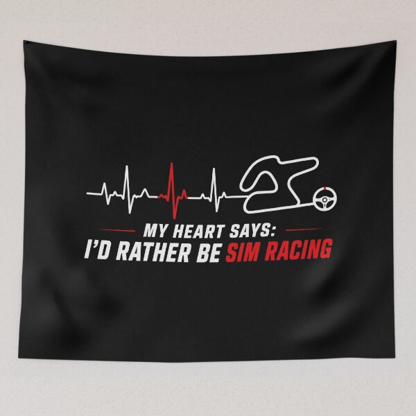 Item preview, My Heart Says I’d Rather Be Sim Racing Track Pulse Design designed and sold by Fenay Designs.
