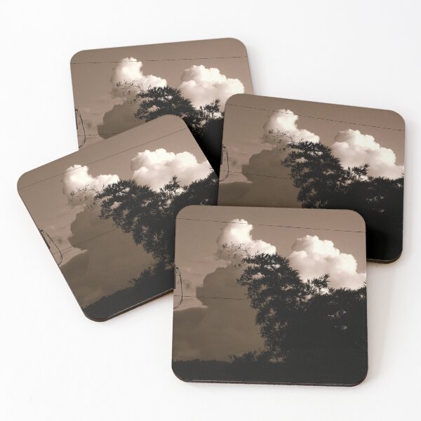 Item preview, Black and white mountains, clouds and light pole. designed and sold by OneKaasarts.