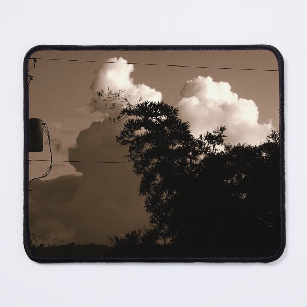 Item preview, Black and white mountains, clouds and light pole. designed and sold by OneKaasarts.