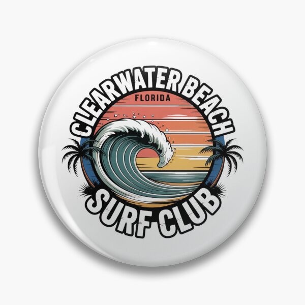 Item preview, Clearwater Beach Florida Surf Club Retro T-Shirt & Sticker Design designed and sold by Timeless Design.