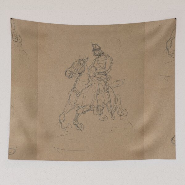 Item preview, Uhlan a Cheval by Toulouse-Lautrec Vintage Equestrian Sketch Wall Art designed and sold by artofuniverse.
