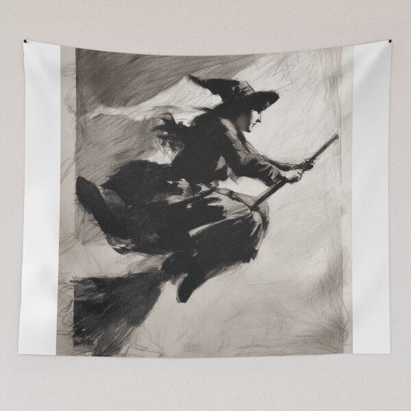 Item preview, Silhouetted Witch on Broomstick designed and sold by lautir.