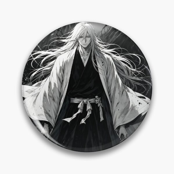 Item preview, Jūshirō Ukitake Bleach Anime Art – Dark Monochrome Soul Reaper Aesthetic | Dual Sword Manga Poster designed and sold by Dyan4.