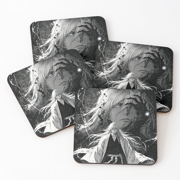 Item preview, Jūshirō Ukitake Bleach Anime Art – Dark Monochrome Soul Reaper Aesthetic | Dual Sword Manga Poster designed and sold by Dyan4.