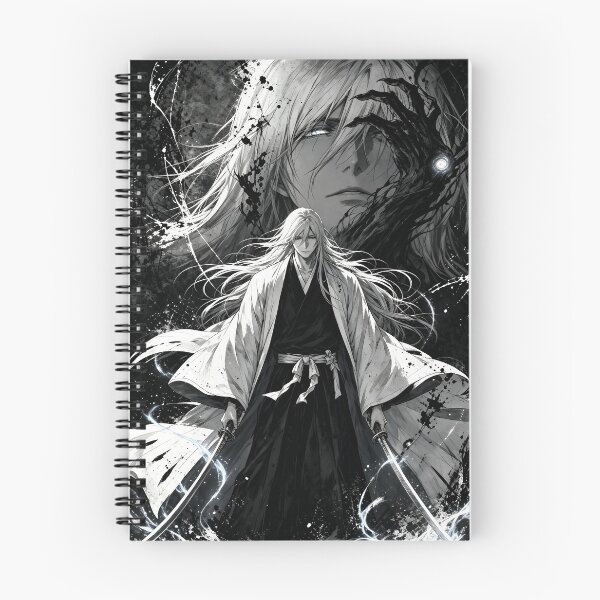 Item preview, Jūshirō Ukitake Bleach Anime Art – Dark Monochrome Soul Reaper Aesthetic | Dual Sword Manga Poster designed and sold by Dyan4.