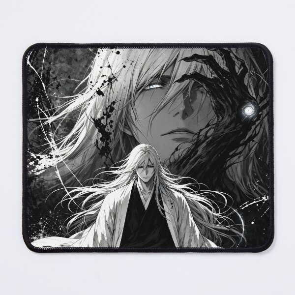 Item preview, Jūshirō Ukitake Bleach Anime Art – Dark Monochrome Soul Reaper Aesthetic | Dual Sword Manga Poster designed and sold by Dyan4.