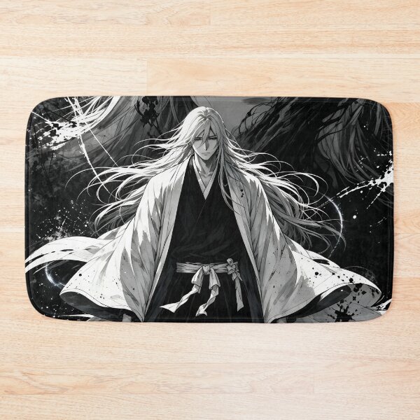 Item preview, Jūshirō Ukitake Bleach Anime Art – Dark Monochrome Soul Reaper Aesthetic | Dual Sword Manga Poster designed and sold by Dyan4.
