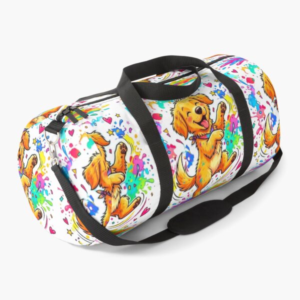 Item preview, Happy Golden Retriever Puppy Rainbow Paint Splash Cartoon Art designed and sold by ExploreAura Studio.