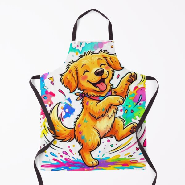 Item preview, Happy Golden Retriever Puppy Rainbow Paint Splash Cartoon Art designed and sold by ExploreAura Studio.
