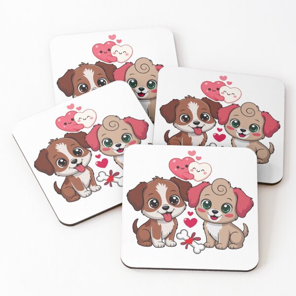 Item preview, Kawaii Puppy Love Couple | Adorable Romantic Dog Illustration designed and sold by Pandey14.