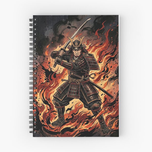 Item preview, Flaming Samurai Warrior Ukiyo-e Japanese Ink Art T-Shirt designed and sold by vekotpu.