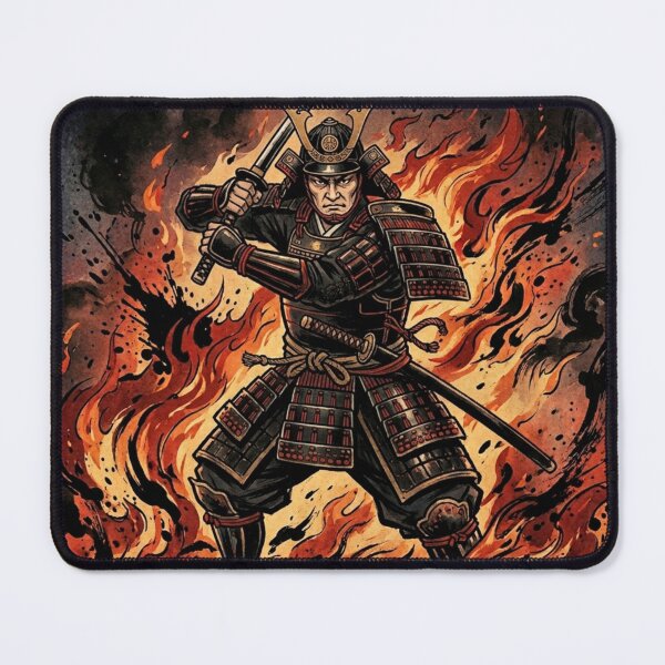Item preview, Flaming Samurai Warrior Ukiyo-e Japanese Ink Art T-Shirt designed and sold by vekotpu.