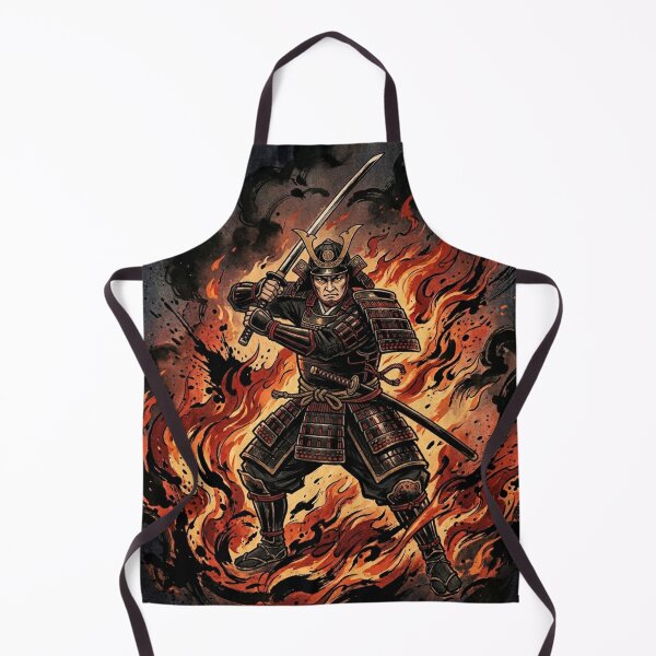 Item preview, Flaming Samurai Warrior Ukiyo-e Japanese Ink Art T-Shirt designed and sold by vekotpu.