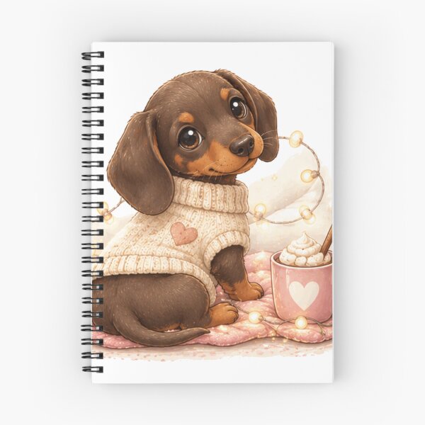 Item preview, Dachshund in a sweater with hot chocolate designed and sold by Savnyy.