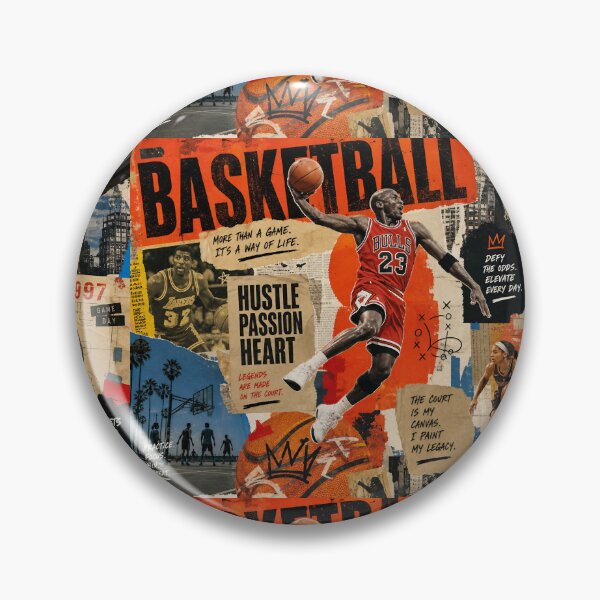 Artikelvorschau, HOOPS COLLAGE — Lebendiges Basketball-Kunstposter (Vintage + Modern) entworfen und verkauft von Jandedan.
