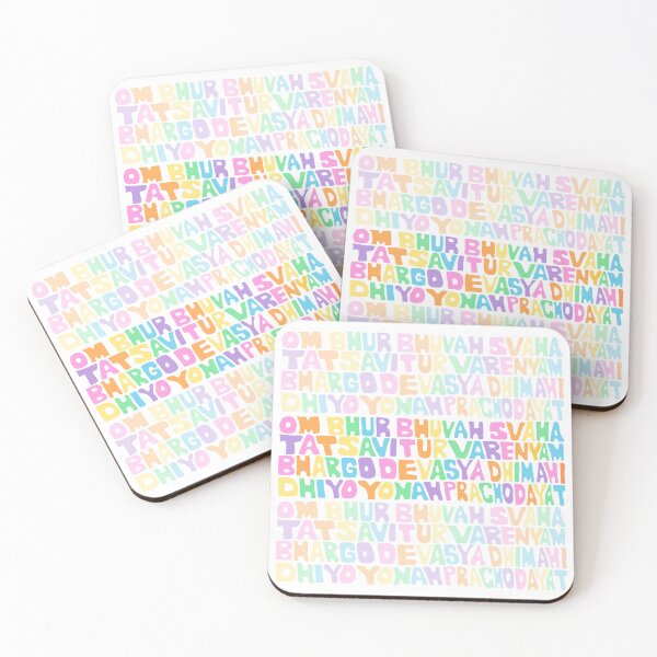 Item preview, Gayatri Mantra Hand Lettered Retro Pastel Rainbow designed and sold by wordznart.