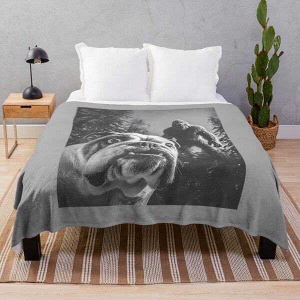 Item preview, Funny Scared English Bulldog Selfie with Bigfoot Sasquatch designed and sold by ArleneRowe.