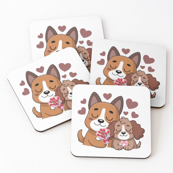 Item preview, Cute Puppy Couple with Flowers | Kawaii Love Dog Illustration designed and sold by Pandey14.
