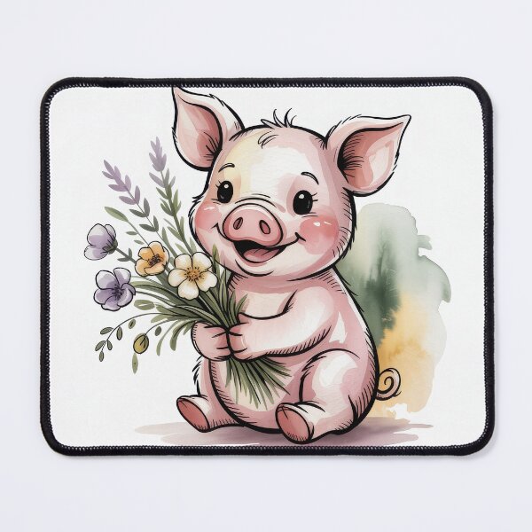 Item preview, Whimsical Cottagecore Piglet with Wildflowers | Cute Farm Animal Watercolor Illustration designed and sold by GraceInNatureCo.