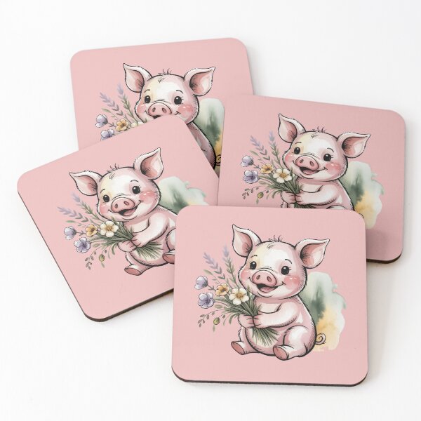 Item preview, Whimsical Cottagecore Piglet with Wildflowers | Cute Farm Animal Watercolor Illustration designed and sold by GraceInNatureCo.