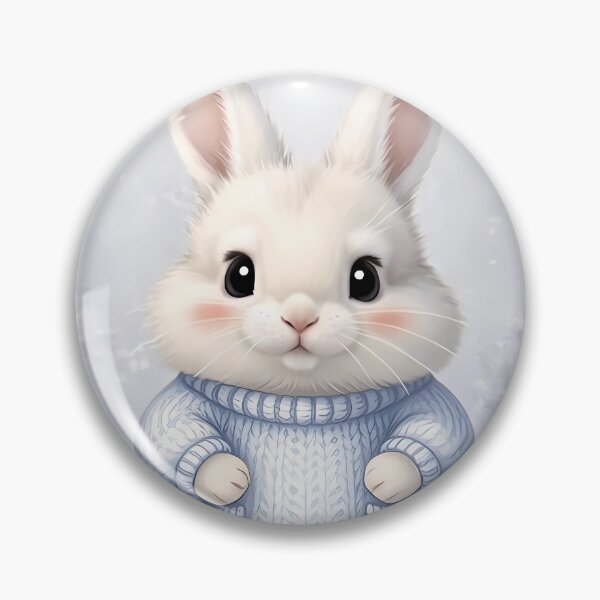 Item preview, Cute Fluffy Bunny in Blue Knitted Sweater - Cozy Winter Rabbit Art designed and sold by lovelistivkaa.