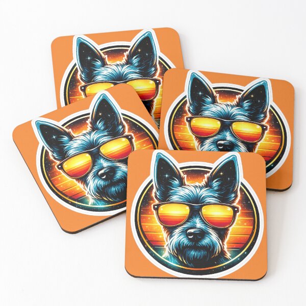 Item preview, Cool Schnauzer Retro Sunset Sticker | Neon Synthwave Dog With Sunglasses designed and sold by astersgraphics.