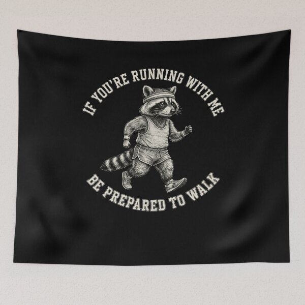 Item preview, Running Raccoon Expect to Walk Funny Jogger designed and sold by snowry.