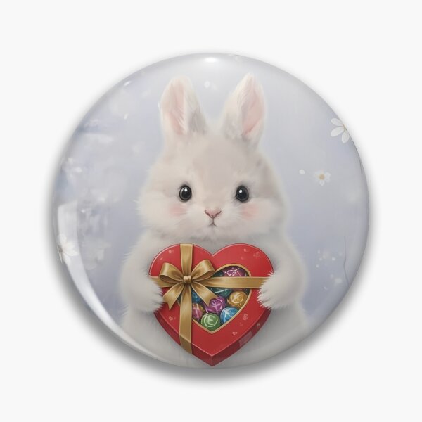 Item preview, Cute Fluffy Bunny with Heart Chocolate Box - Sweet Valentine Rabbit Art designed and sold by lovelistivkaa.
